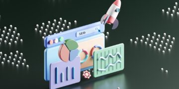 a computer screen with a rocket on top of it