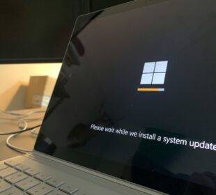 black and white laptop computer