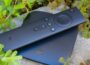 black media streaming device on gray ceramic tile