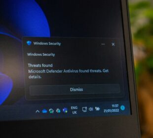 the screen of a laptop with the windows security button highlighted